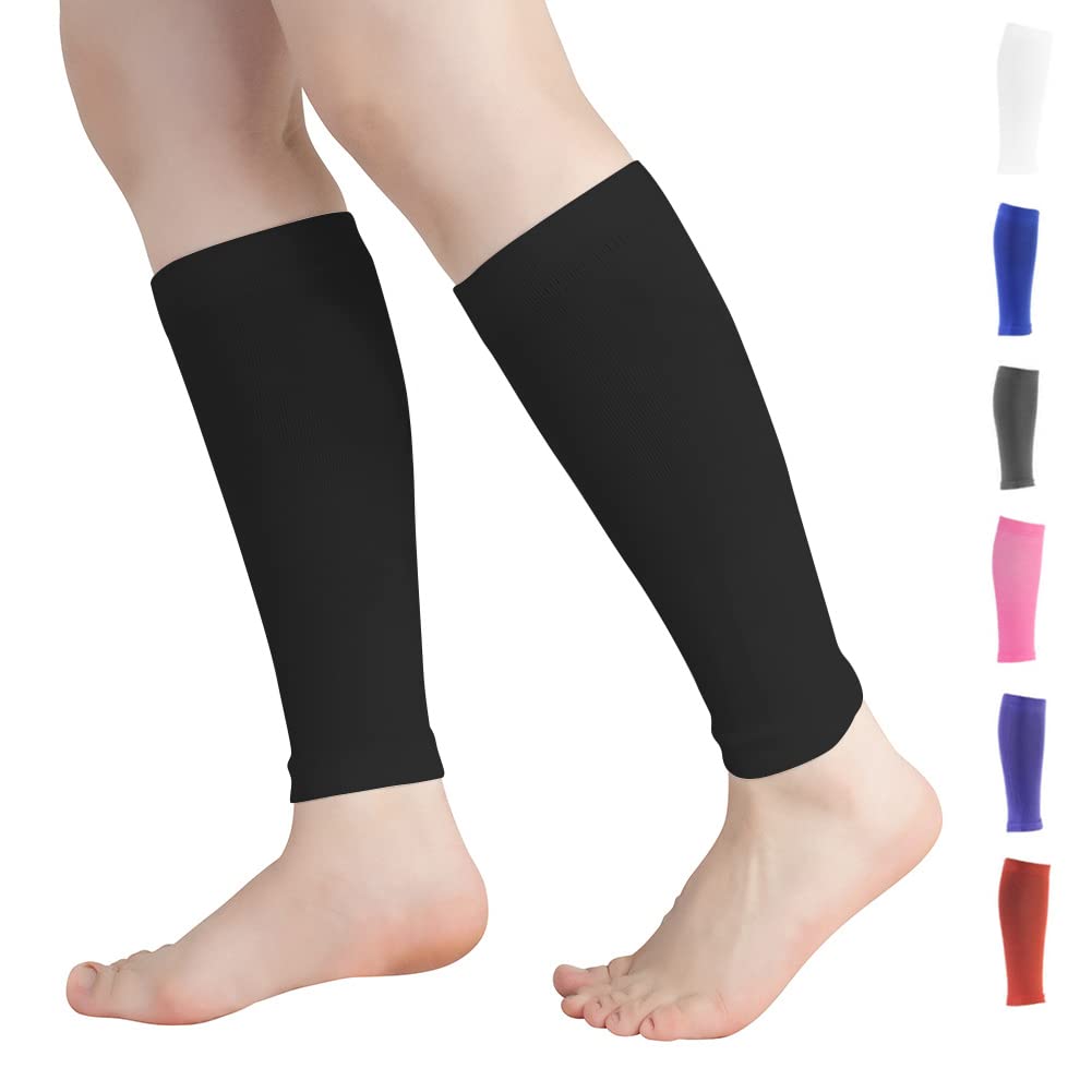 Novetec Calf Compression Sleeves for Men & Women (20-30mmhg) - Leg Compression  Sleeve for Running, Cycling, Shin Splints Support, Relieve Legs Pain,  Travel (One Pair)(Black,Medium) Medium Black