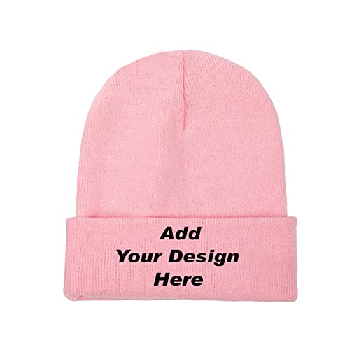  Custom Beanie Hat Personalized Text & Photo & Logo Knit Cuffed  Beanie for Men Women : Sports & Outdoors