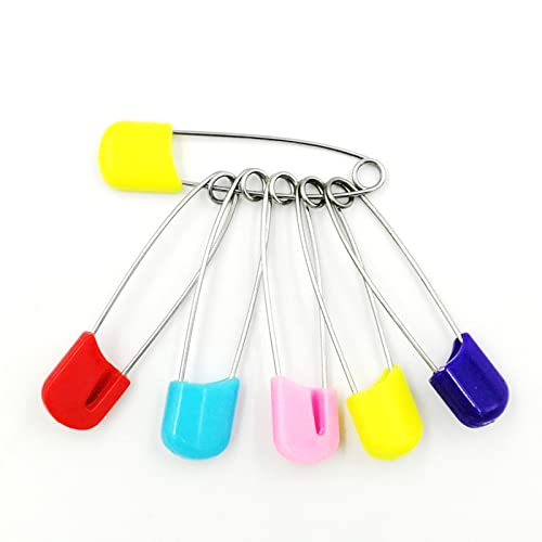Diaper Pins, 50 Safety Pins Plastic Head Stainless Steel Diaper Pins with  Safe Locking Closures for Diaper Clothes Dress Craft Hold Clip