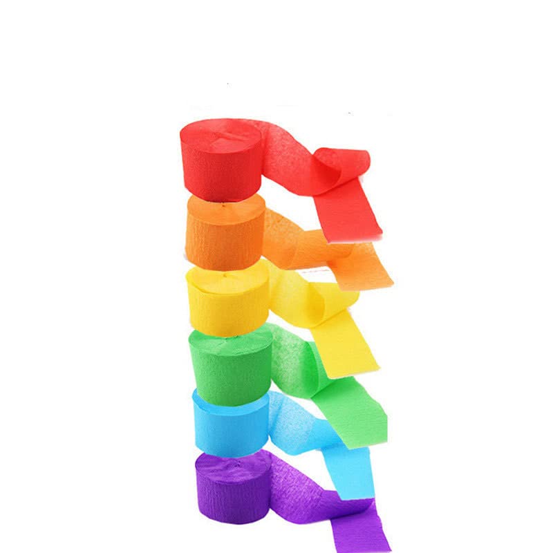 12 Crepe Paper Streamers Rolls 984ft Value Pack of 6 Rainbow Colors Each  Roll 82 Feet