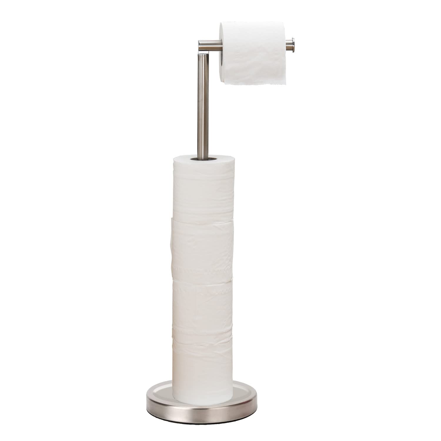 BWE Brushed Nickel Freestanding Double Post Toilet Paper Holder with Storage  in the Toilet Paper Holders department at