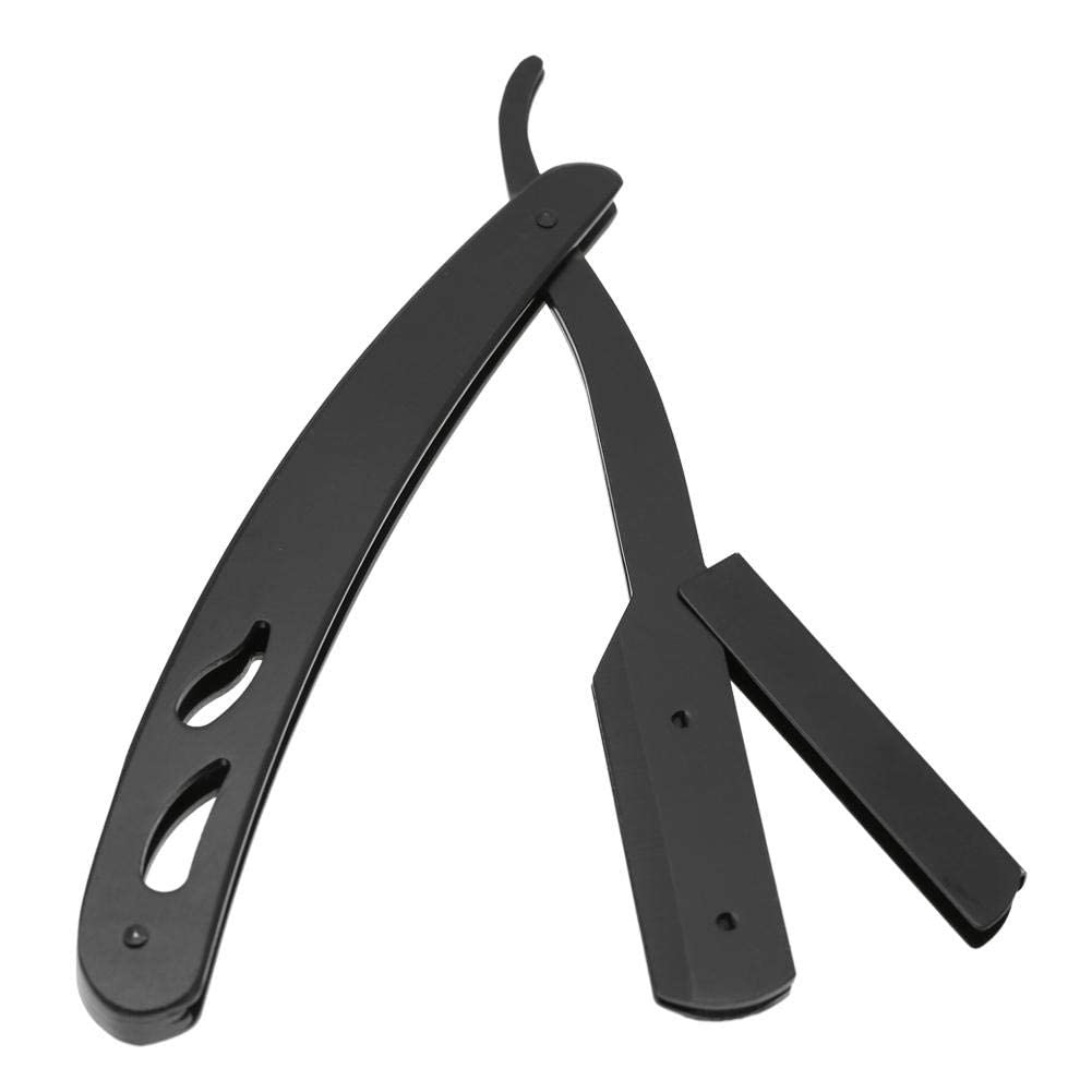 Folding Razor Generic Professional Black Folding Hairdresser Razor - Straight Edge with ...