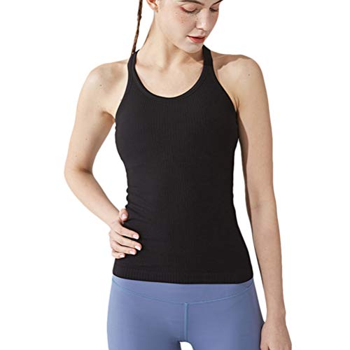 Yoga Racerback Tank Top for Women with Built in Bra,Women's Padded Sports  Bra Fitness Workout