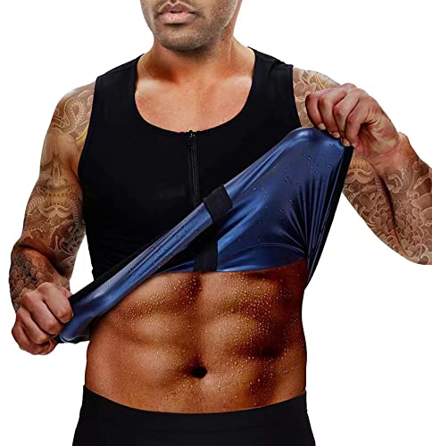 BODYSUNER Sauna Sweat Vest Workout Tank Top Waist Trainer for Men  Compression Workout Enhancing Vest With