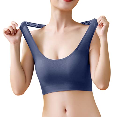 FVOWOH Sports Bralette Seamless Wireless Comfort Bra Womens Beauty Back No  Underwear Big Sports Bras for Women Bralette Blue Medium