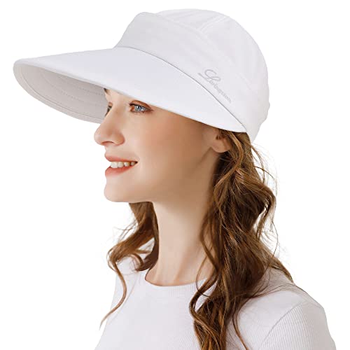 Womens Sun Hat, 2 in 1 Zip-Off Sun Protection Visor Beach Hat for Women, Packable Golf Hat