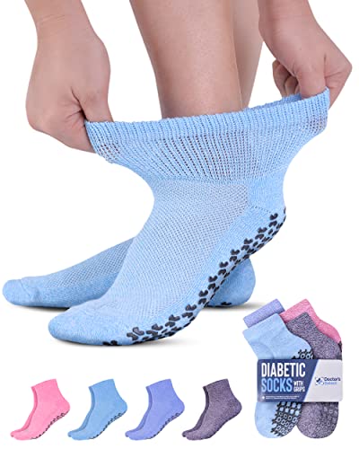 Doctor's Select Diabetic Ankle Socks with Grippers for Men and