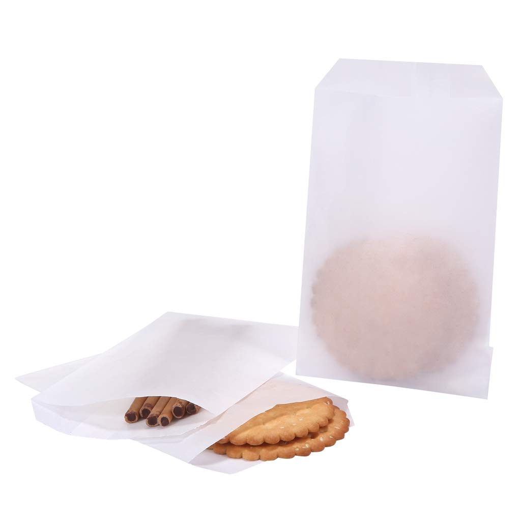 GetUSCart- Volanic 100PCS 5X7 Inch White Paper Bags Small Flat Party Favor  Bag for Bakery Cookies Candies Dessert Chocolate Sandwich