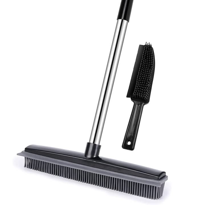 Pet Hair Remover Rubber Broom with Squeegee 59 inches Adjustable