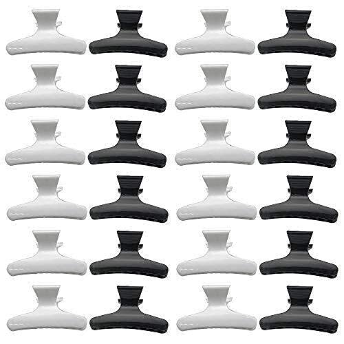 XINGYHENG 24Pcs Large Butterfly Hair Clamps Black and White Plastic Clip  Hairdressing Tray Hair Positioning Hairpin