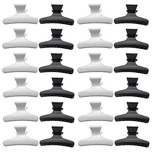 XINGYHENG 24Pcs Large Butterfly Hair Clamps Black and White Plastic Clip Hairdressing Tray Hair Positioning Hairpin XINGYHENG 24Pcs Large Butterfly Hair Clamps Black and White Plastic Clip Hairdressing Tray Hair Positioning Hairpin
