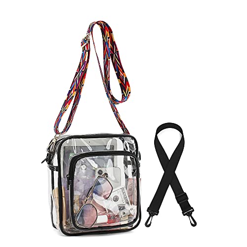 Clear Crossbody Bags for Women, Stadium Approved Clear Messenger Bags Clear  Bags with Adjustable Straps Colorful