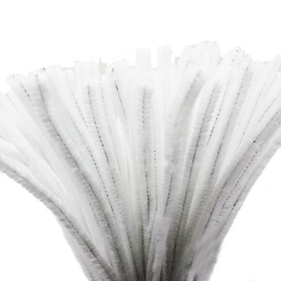 Carykon Super Fuzzy Chenille Stems Pipe Cleaners Pack of 100 (White)