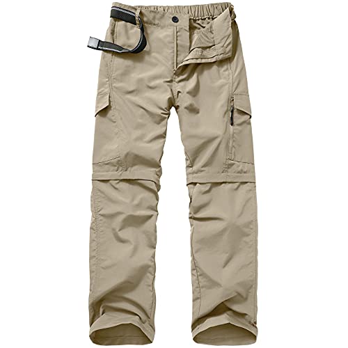 Mens Hiking Pants Quick Dry Lightweight Fishing Pants Convertible Zip Off  Cargo Work Pants Trousers 30 608 Khaki