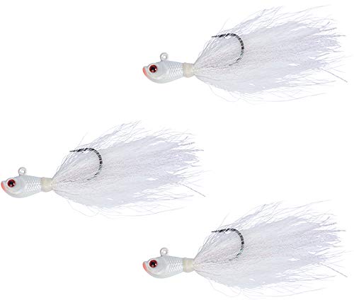 Bucktail Jig 3 Pack Saltwater/Freshwater Multiple Sizes, for Flounder/Fluke/Striper/Bass  1/2 OZ