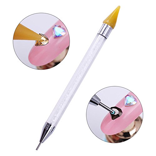 KALLORY 36 Pcs White Pencil Rhinestone Picker Pen Gem Pickup Tool Dotting  Pen Wax Pencil for Rhinestones Nail Dotting Wax Pen Wax Rhinestone Picker