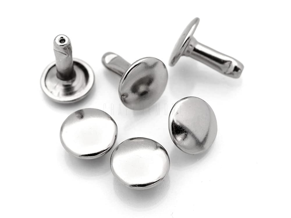 Rivets: Rivets 00/2 double cap silver 00/2 per 100