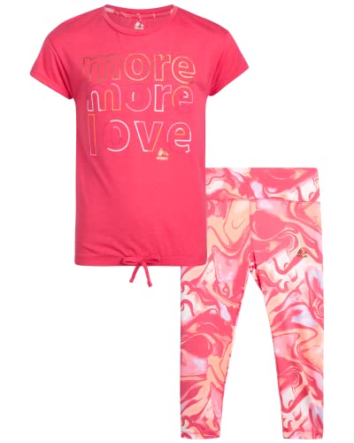 RBX Girls Active Leggings Set - 2 Piece T-Shirt and Capri Leggings (Size:  4-12) Berry Love 5-6
