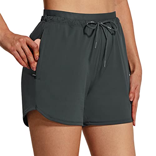 BALEAF Women's Hiking Shorts 4 Quick Dry with Zip Pockets Athletic Summer  Running Stretch Active Workout Gym X-Large Gray