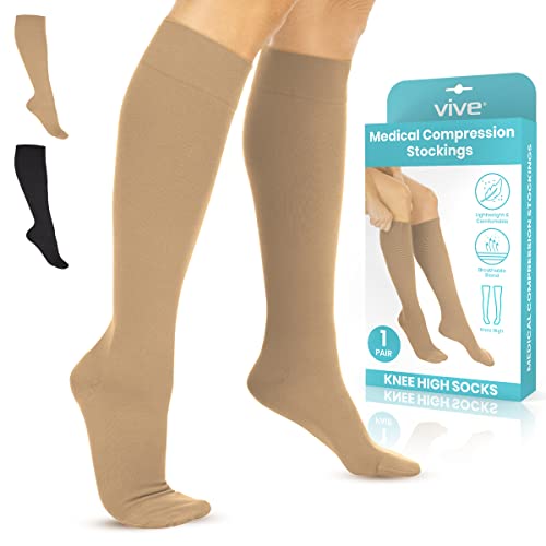 Vive Medical Compression Stockings - 15-20 mmHg Knee High Socks for Varicose  Veins - Support Stockings for