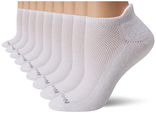 No nonsense womens Soft & Breathable Cushioned No Show With Back Tab, 9  Pair Pack Running Socks, White - Pair Pack, 4-10 US