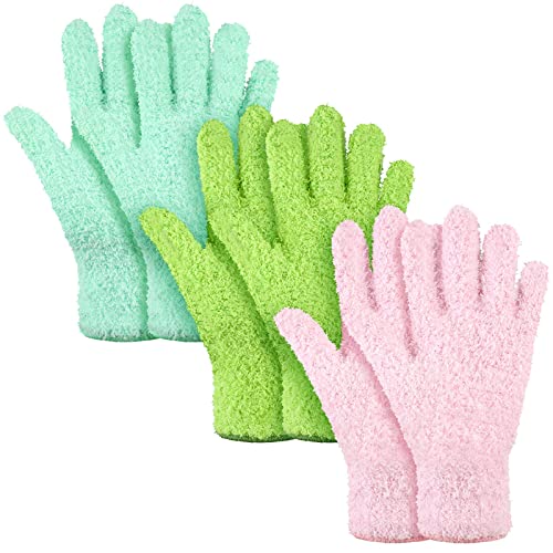 3 Pairs Microfiber Dusting Gloves Washable Reusable Cleaning Mittens Gloves  for Women Kitchen House Cleaning Car