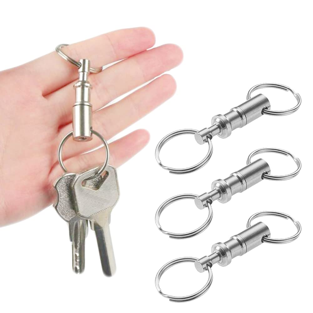 CooBigo 3 Pack Quick Release Detachable Keychain Dual Pull Apart Key Chain  Spring Split Snap Separate Double Key Ring Lock Valet Keys Flashlights DIY  Crafts Accessories