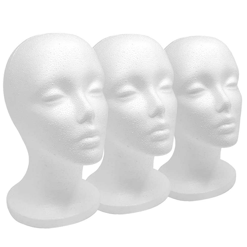 CHIVENIDO Styrofoam Wig Head - 2PCS Female Foam Mannequin Head Stand and  Holder for Style, Model and Display Hair, Hats and Hairpieces, Mask for  Home