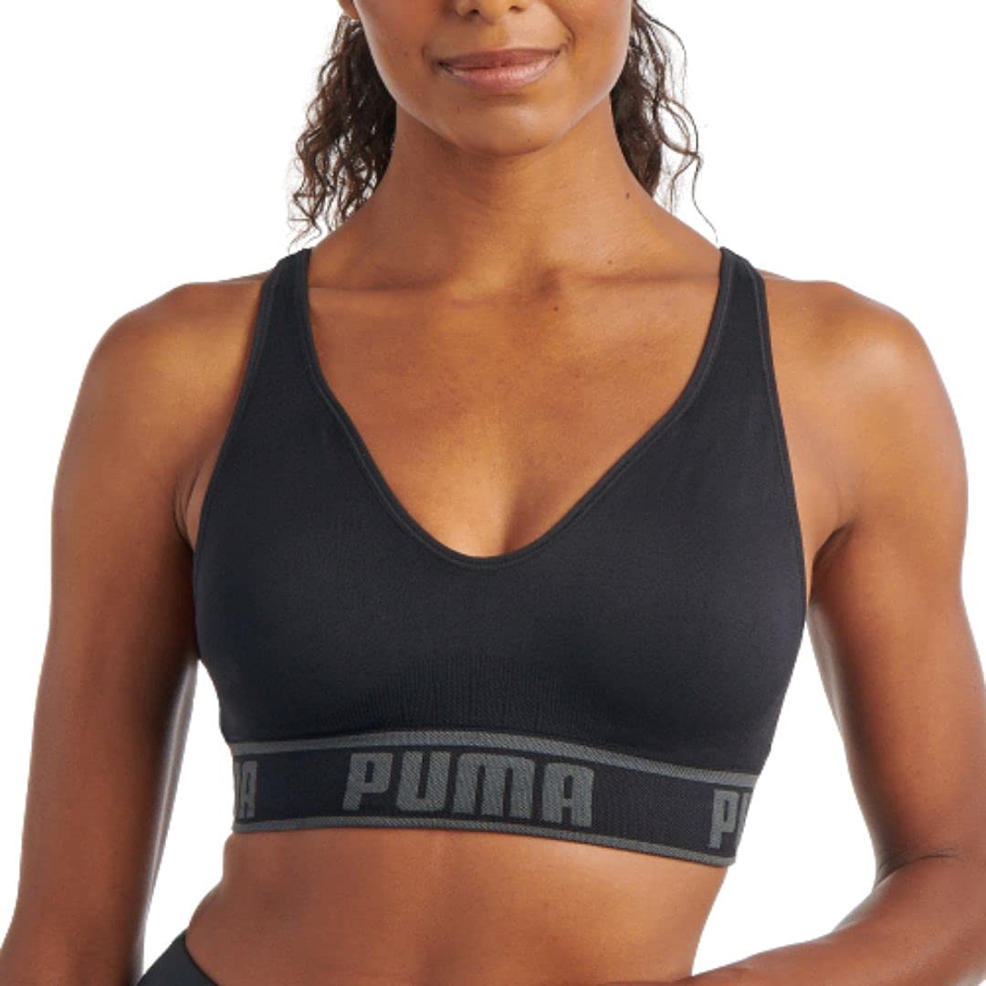 PUMA Women's Seamless Sports Bra Large Black/Grey