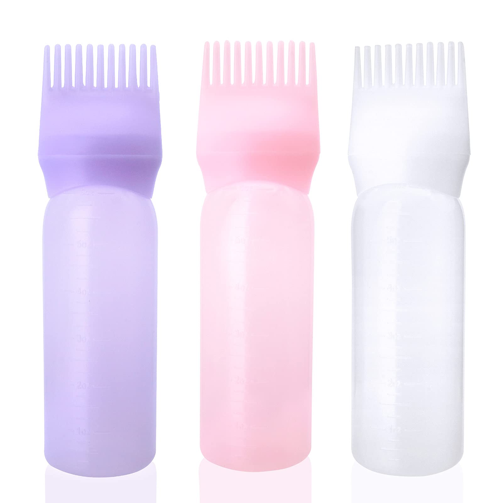 WLLHYF 3 Pcs Root Comb Applicator Bottle 6 Ounce Color Applicator