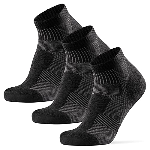 DANISH ENDURANCE 3 Pack Low Cut Outdoor Hiking Socks in Merino Wool, Women  & Men Black