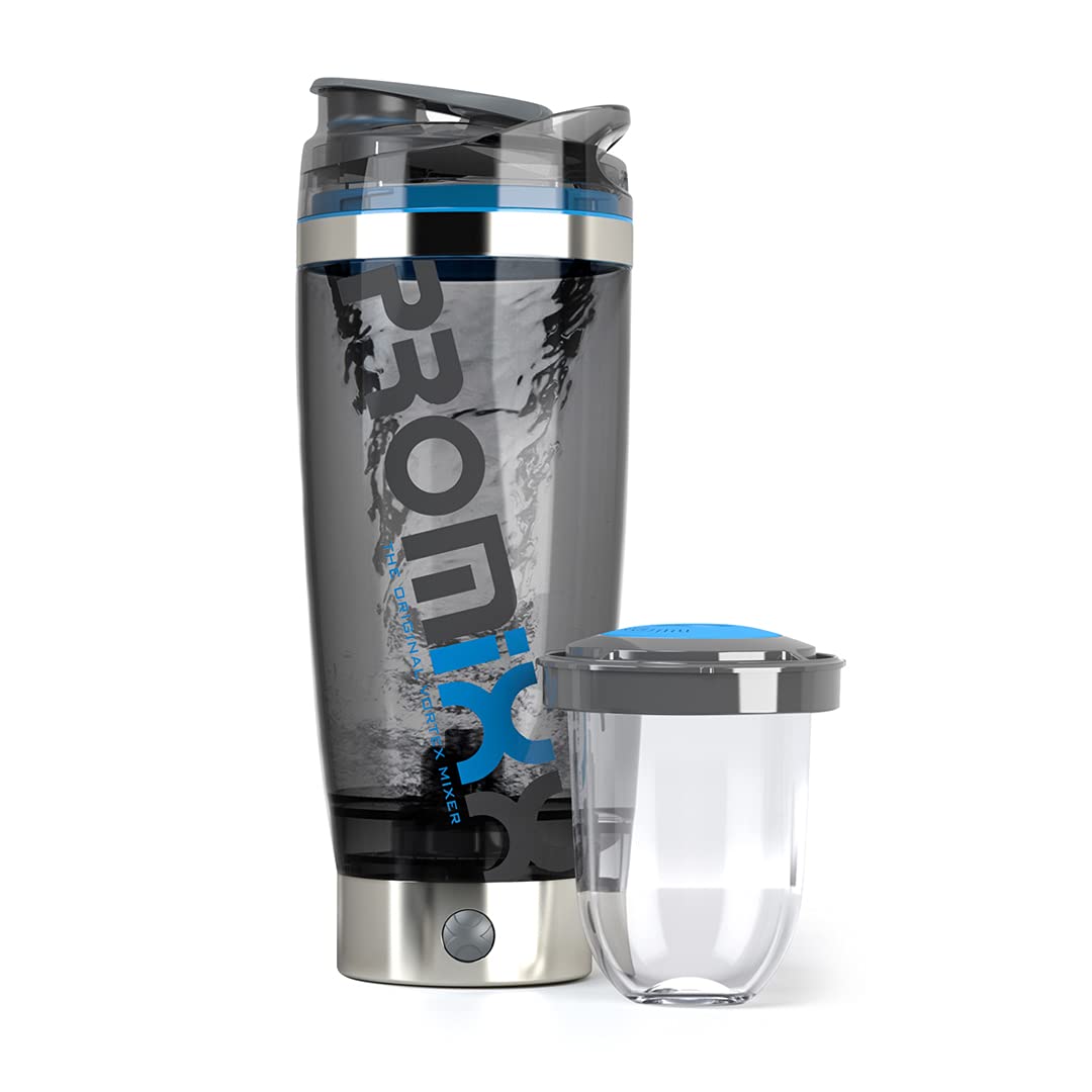 Promixx Charge Shaker Bottle - Device-charging Vortex Mixer with Supplement  Storage, Easy-to-clean Tritan Cup (20oz | Black)