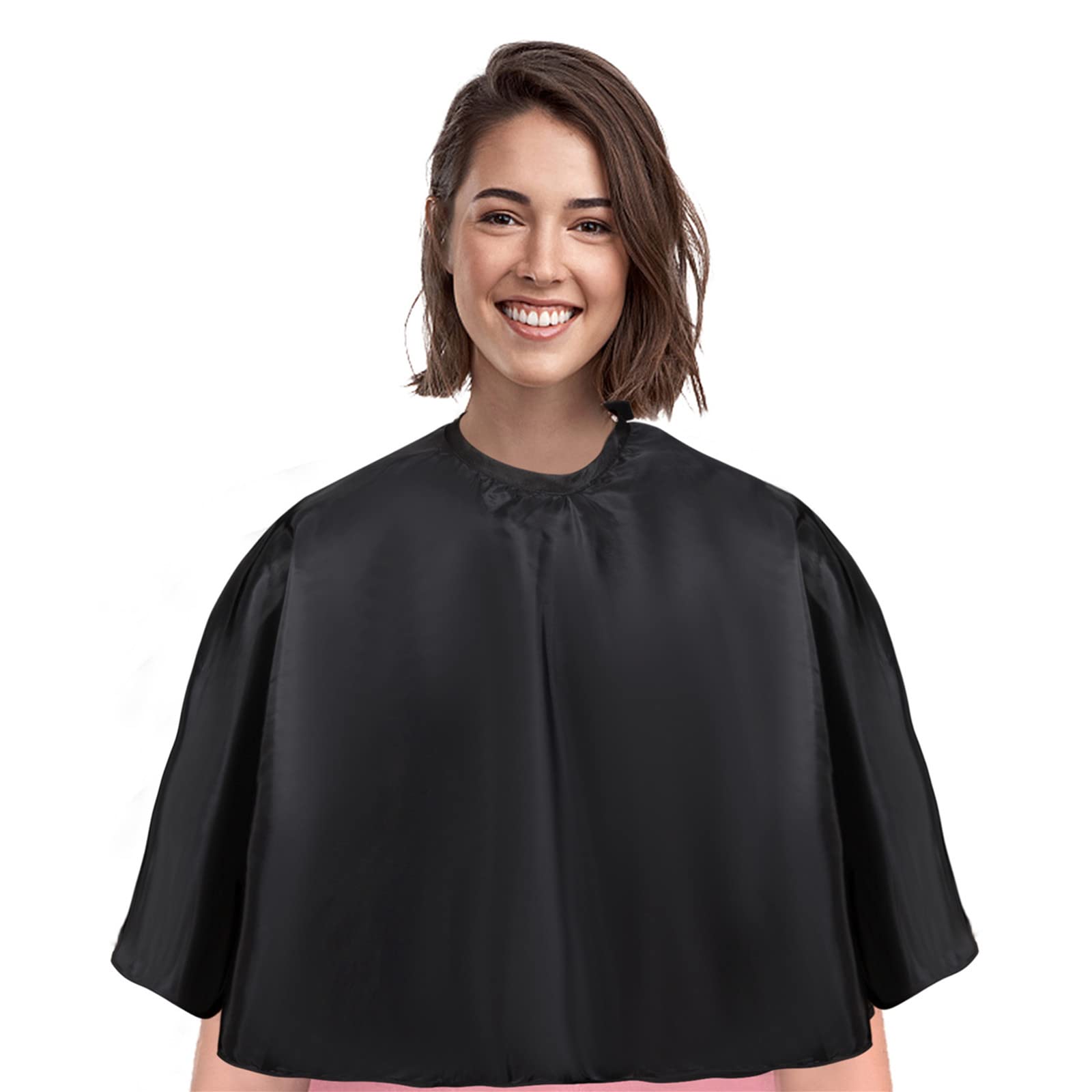 Hair Cutting Cape with Armholes - Professional Salon Cape - 100% Nylon -  Haircut Cape - Hairdresser Cape - Styling Cape (Black)