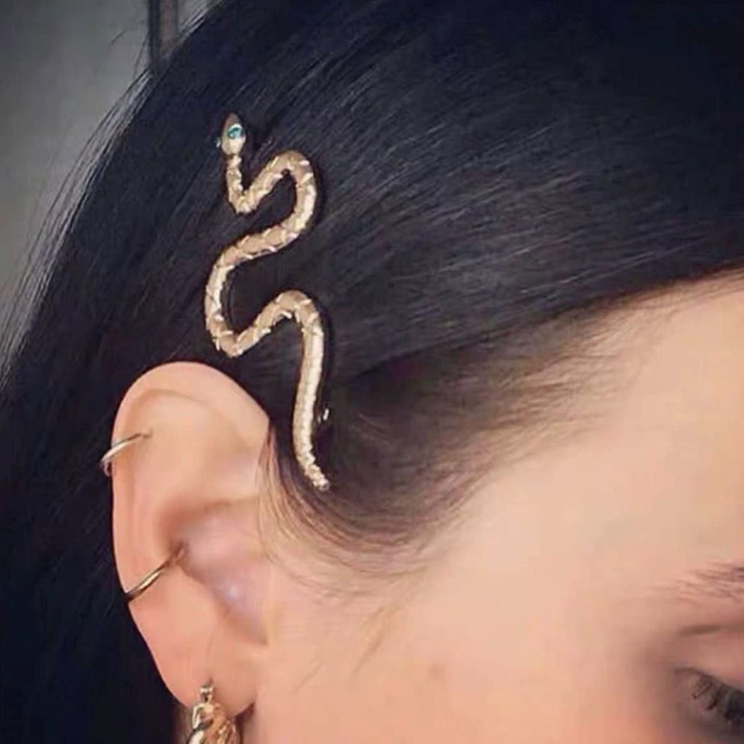 JONKY Snake Hair Clip Gold Hair Pin Vintage Decorative Metal Hair