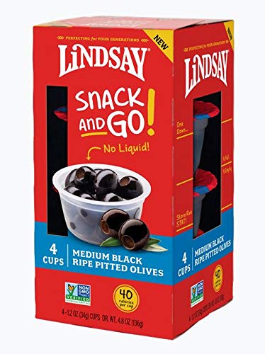 Lindsay Snack and Go! Medium Black Ripe Pitted Olive Cups, 4 Pack (Case of  4)