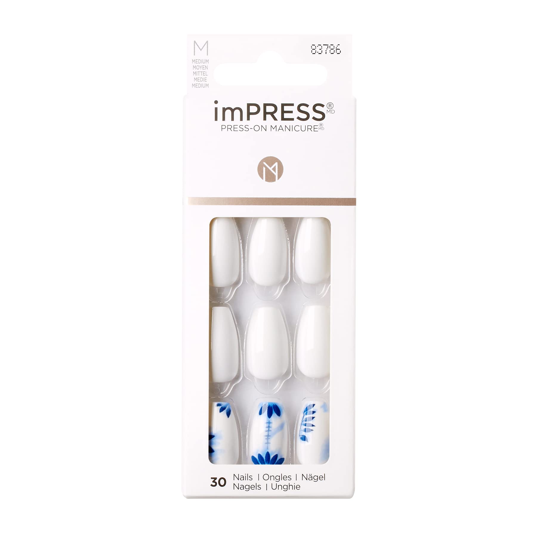 KISS imPRESS Press-On Manicure Nail Kit PureFit Technology Medium Length  Press-On Nails 'Tye Dye' Includes Prep Pad Mini Nail File Cuticle Stick and  30 Fake Nails