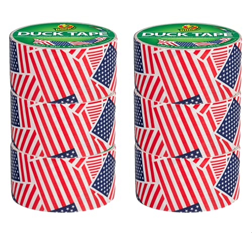 Duck Brand 283046_C Duck Printed Duct Tape, 6-Roll, US Flag, 6