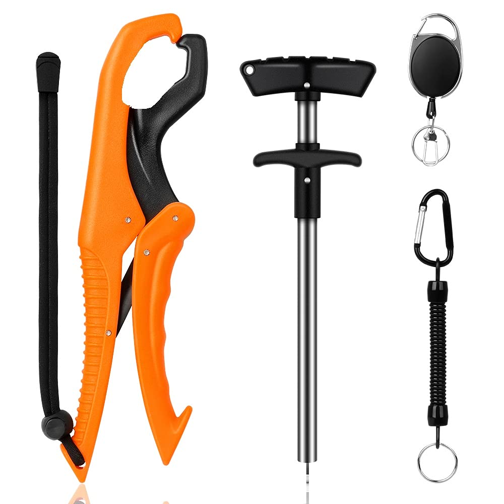 Auphrosyne Fish Hook Remover Squeeze Fish Lip Gripper Fishing Pliers with  Fishing Hool Separator Tools Floating Fish Gripper Combo Kit Orange 9