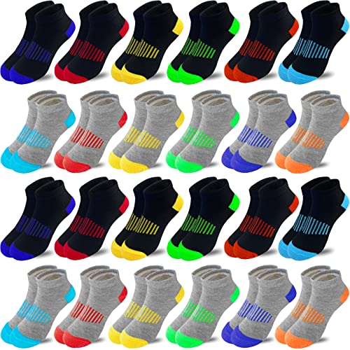 Tsmollyu Boy Socks 24 Pairs Half Cushioned Low Cut Socks Ankle Athletic  Cotton Socks For Little Big Kids Age 3-10 Multicolor #3 7-10 Years