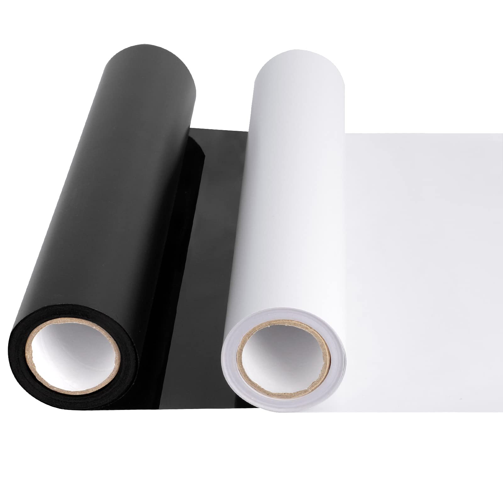 HTV Black and White Heat Transfer Vinyl Rolls 12 x 20ft HTV Iron on Vinyl  for Shirts Black & White Vinyl for Cricut Cameo Heat Press Machines (2  Rolls 12 Inches x 10 Feet Each)