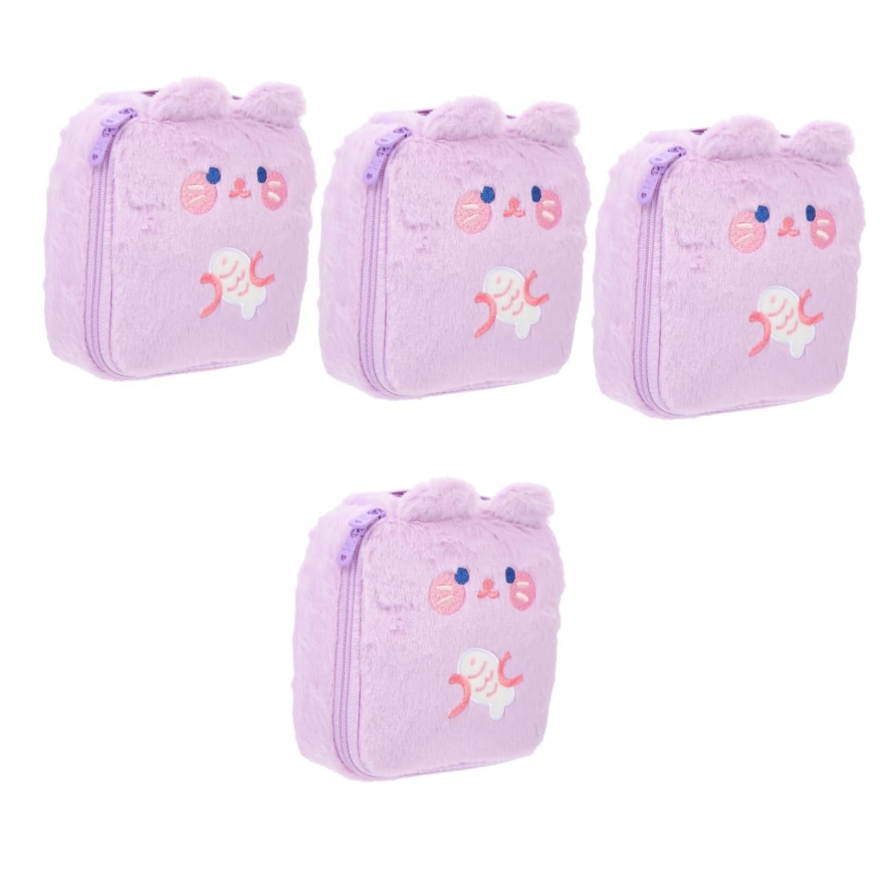 Healifty Period Bag 4pcs Plush Storage Bag Cute Sets Winter Sets for Women  Purse Holder Travel