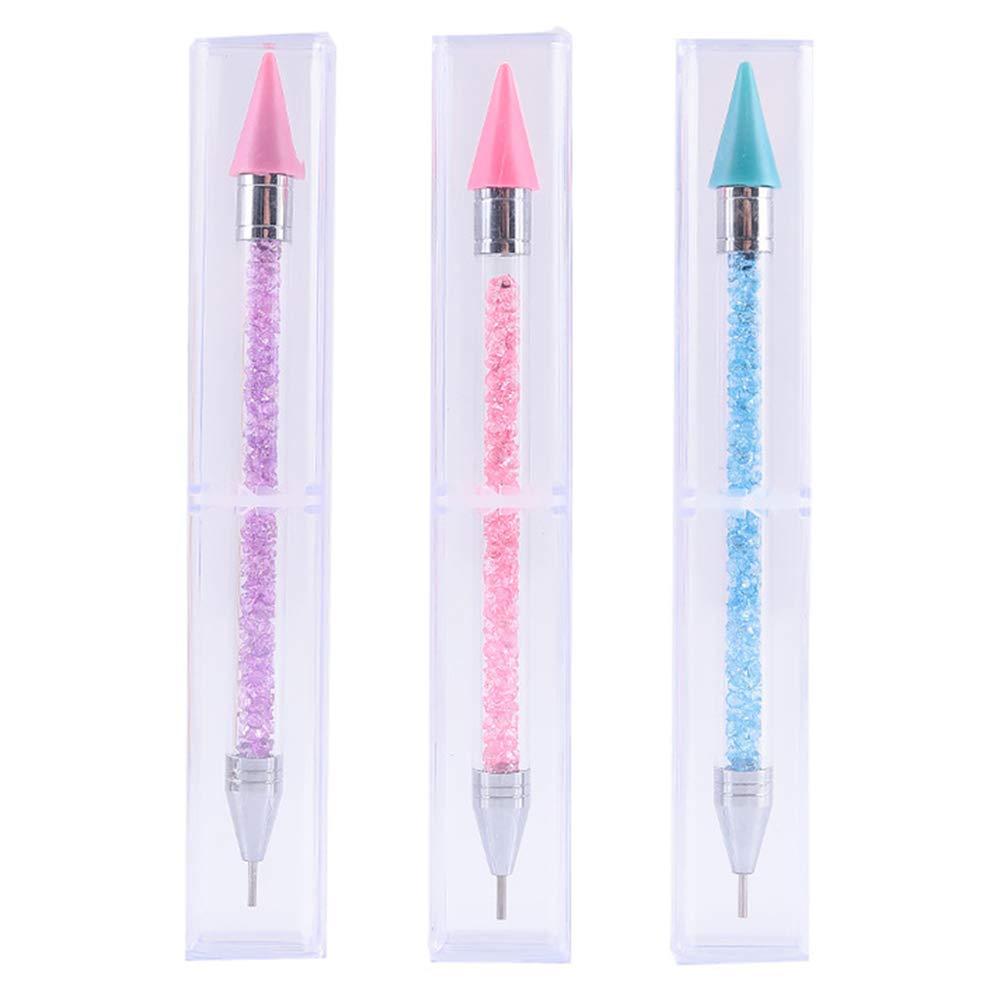 Wax Pencil for Rhinestones Acrylic Handle Dual End Rhinestone Picker  Dotting Pen with Extra 3 Wax Pen Tips Crystal Gemstone Applicator Tool for  Nail Art 3 pieces 