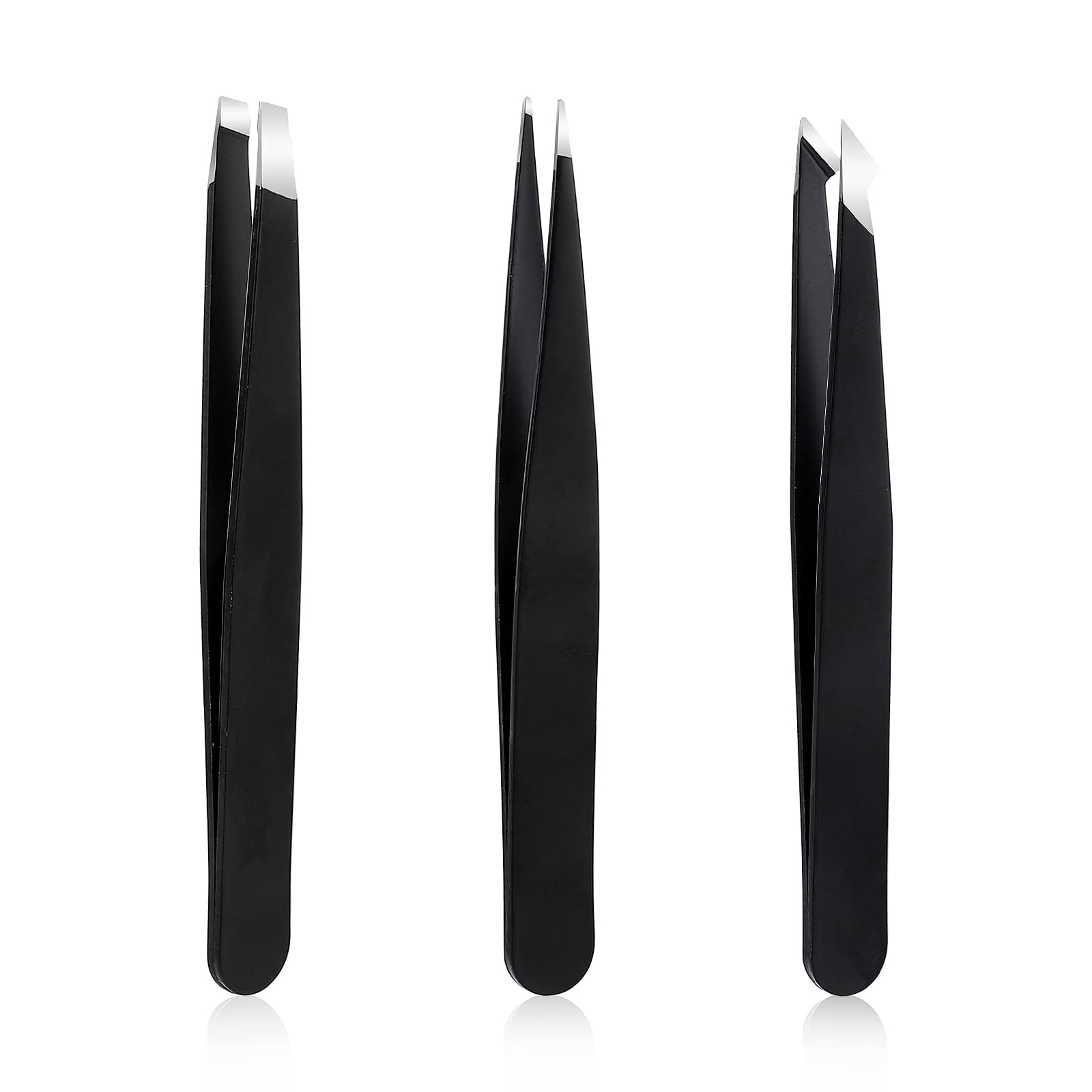 TIESOME Tweezers Set 3Pcs Professional Stainless Steel Tweezers for  Eyebrows Women Men Precision Eyebrow Remover for Ingrown Hair Facial Hair  Beard Blackhead