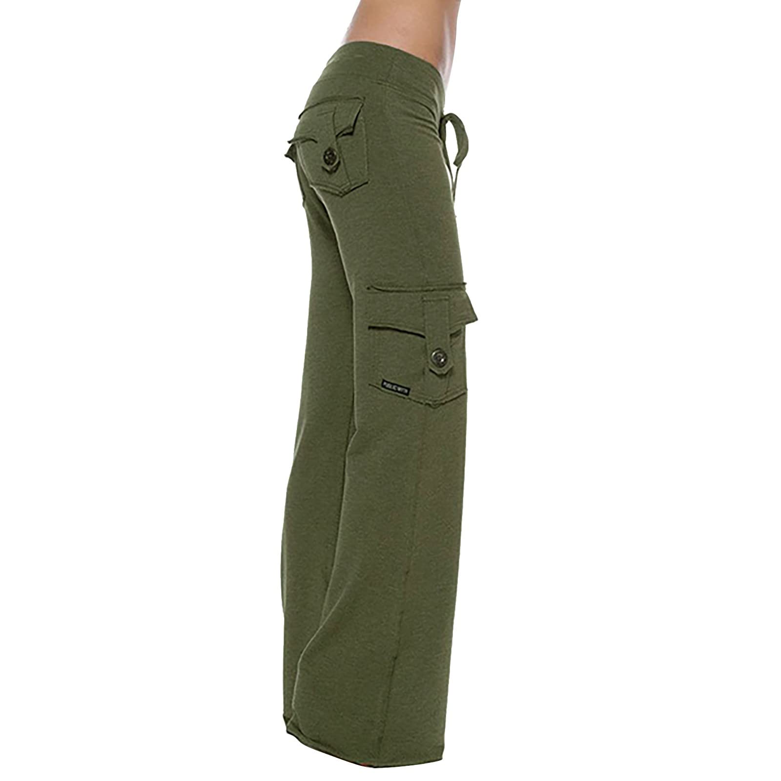 MALAIDOG Womens Casual High Waisted Bootcut Cargo Yoga Pants with Pockets  Comfy Stretch Wide Leg Sweatpants Flare Leggings Green 3X-Large