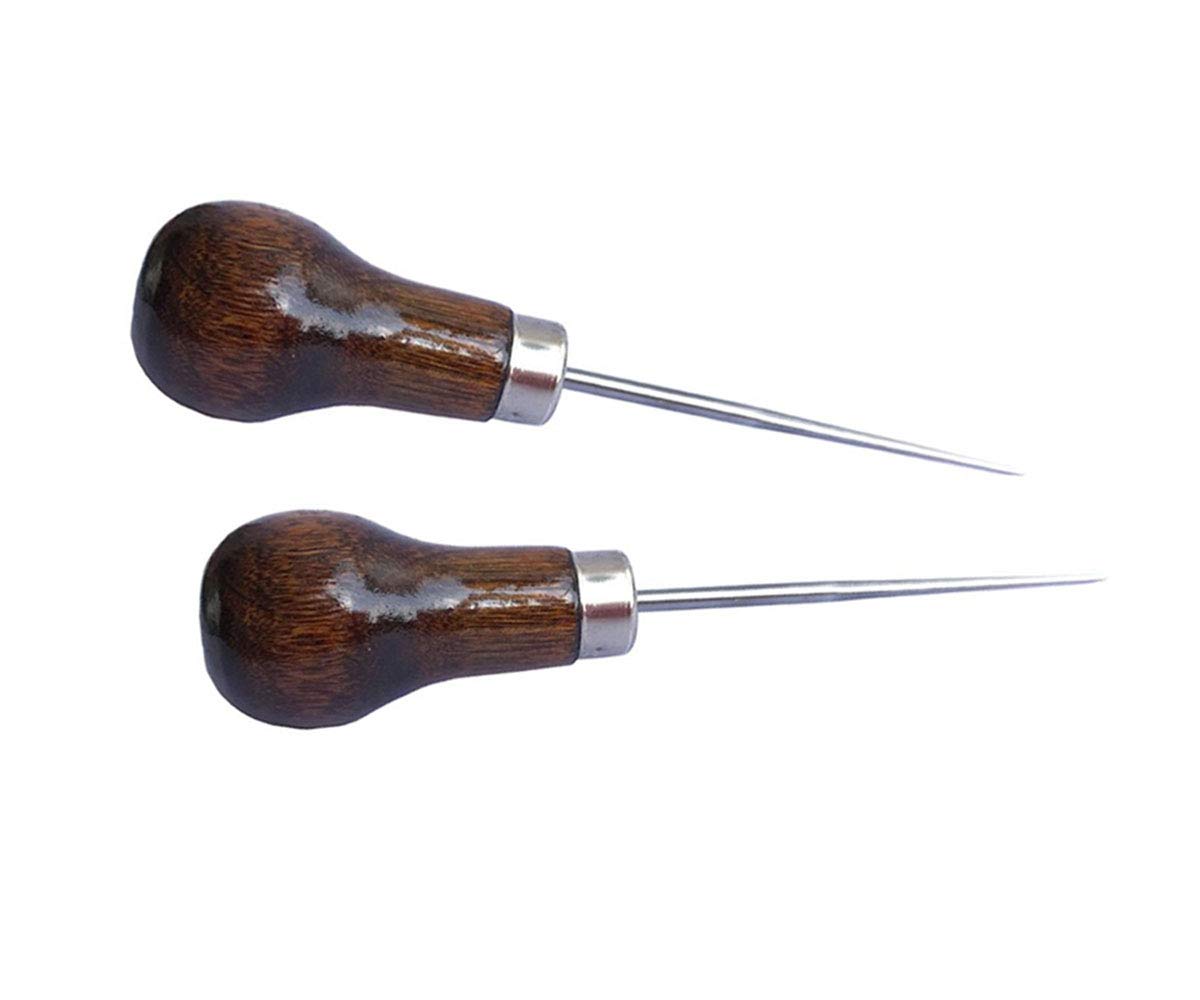 ZLKSKER (Pack of 2) Wooden Handle Scratch Awl for Leather Punch Hole or DIY  Handmade (Gourd