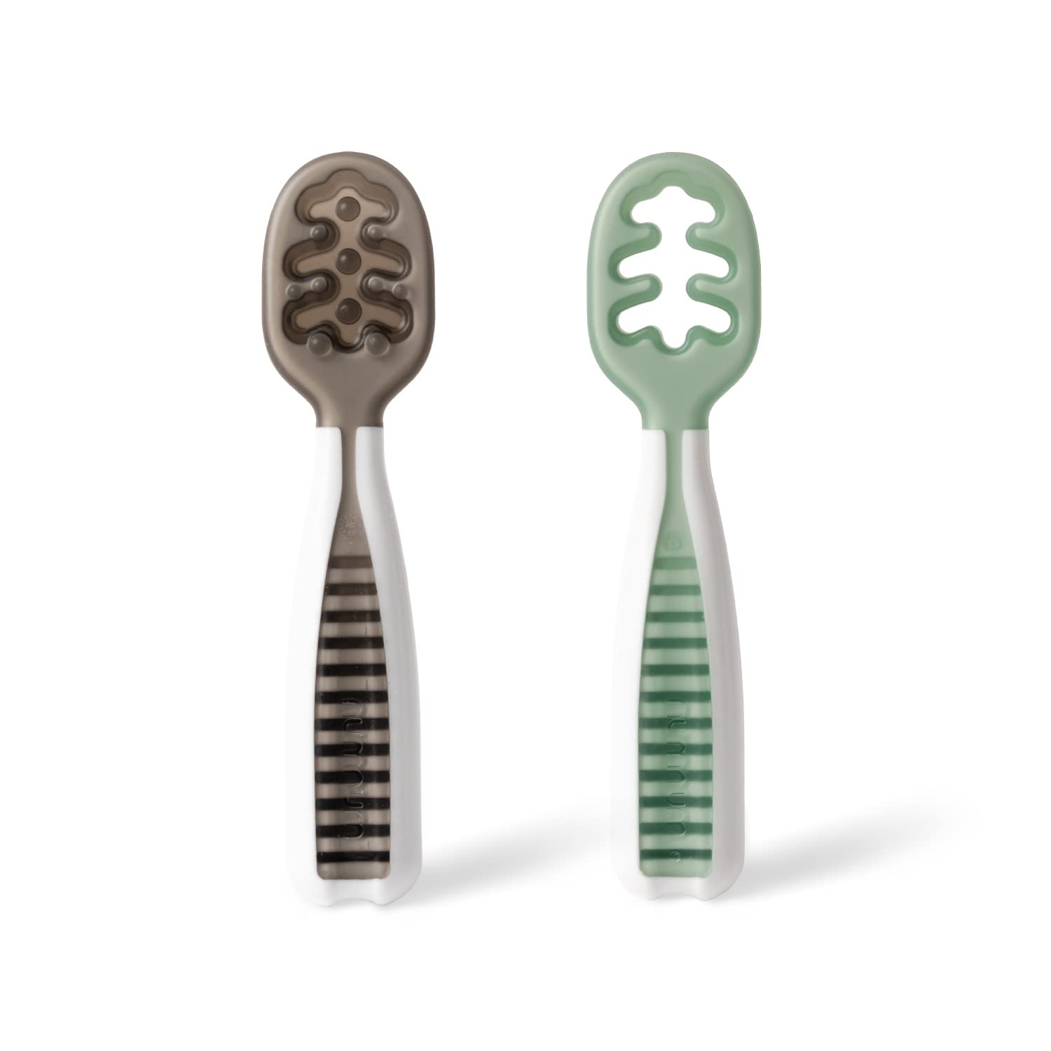 NumNum Pre-Spoon GOOtensils, Baby Spoon Set (Stage One + Stage Two), BPA  Free Silicone Self Feeding Utensil