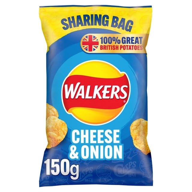 Walkers BIG BAG Cheese & Onion Crisps Snacks 6 x 150g Bags