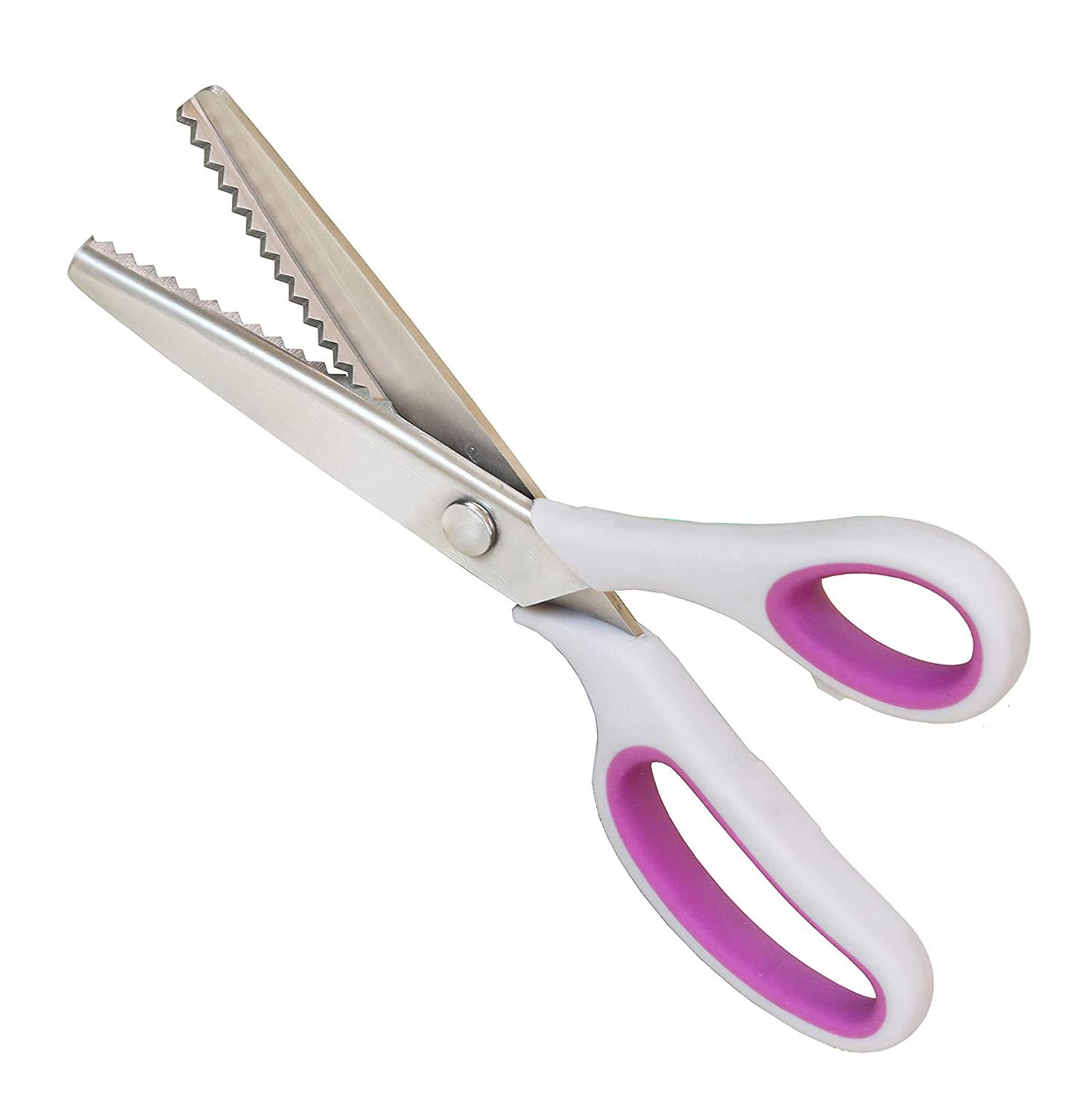 Pinking Shears, Stainless Steel Dressmaking Scissors, Serrated and Scalloped Blades, Professional Sewing Craft Cut Tailor Zig-Zag Tool, Fabric