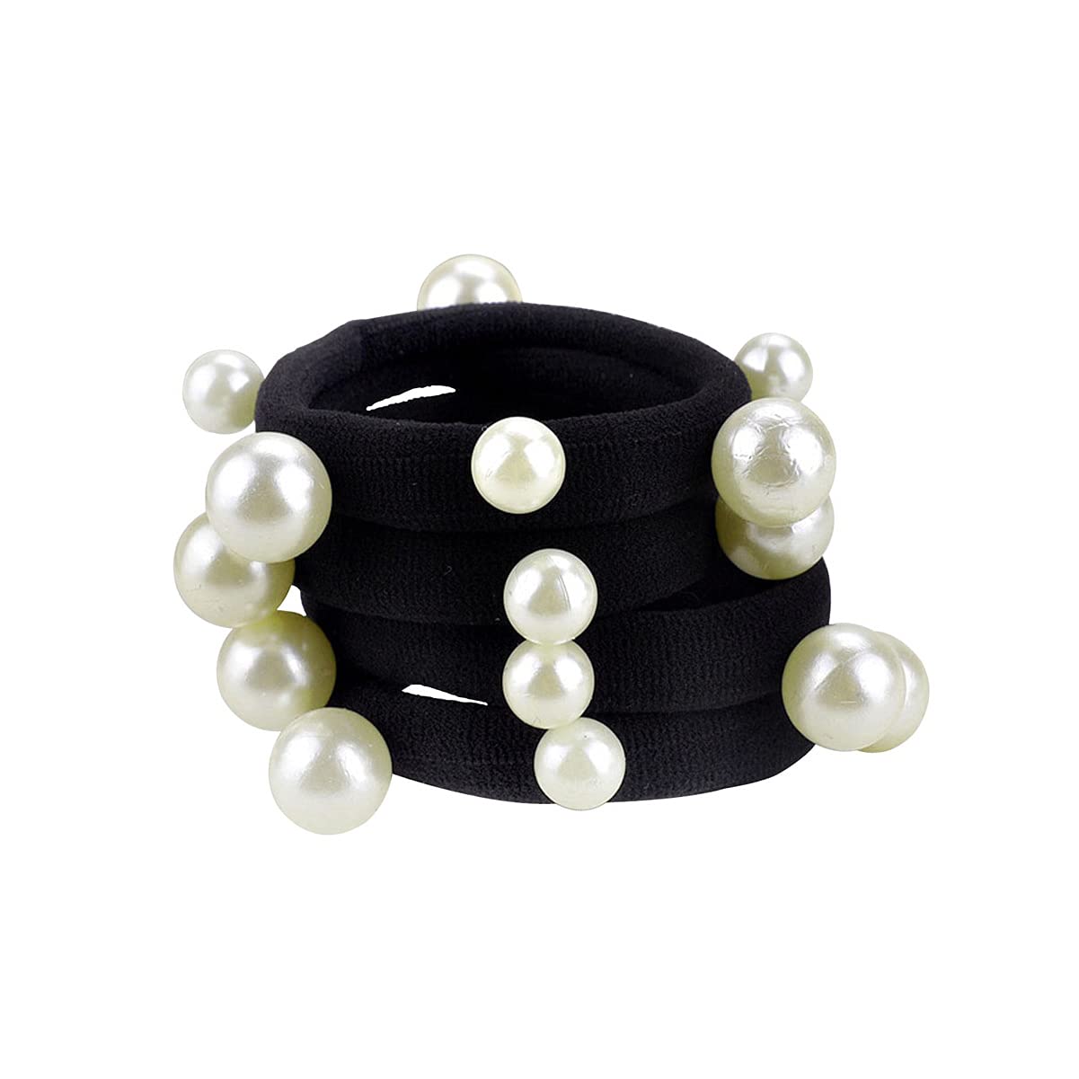 Nylon Cirlce Ring Hair Band Ponytail Holder Black Acrylic Imitation Pearl  Choose Your Style From Menu (Flower A) - Walmart.com