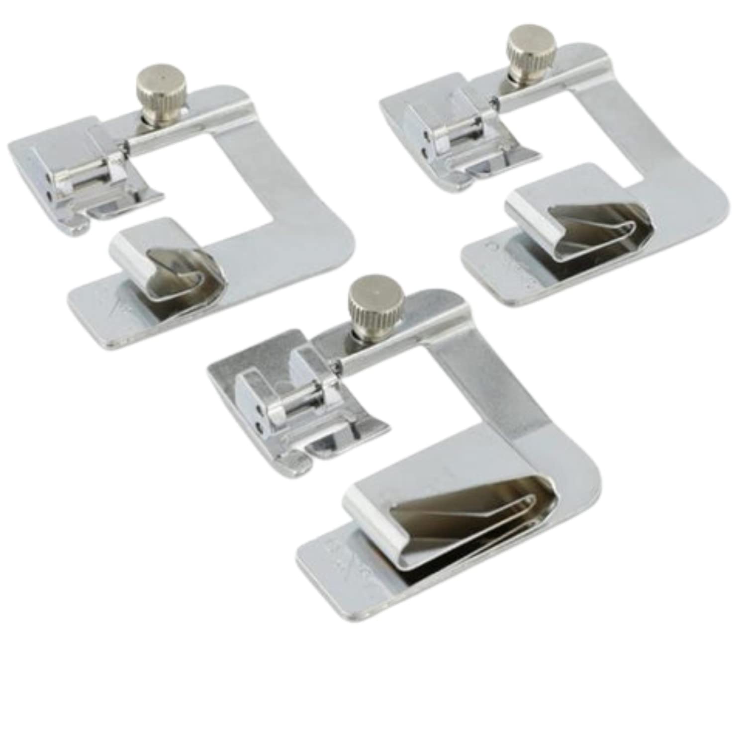 Madam Sew Rolled Hem Presser Foot Set 3 Piece Wide Hemmer Foot Kit Includes  1/2, 3/4 and 1 Presser Feet Compatible with Singer, Brother, Babylock,  Euro-Pro, Janome and More